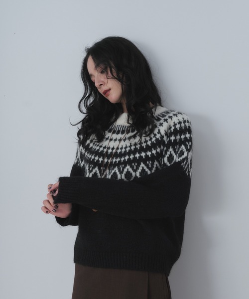 Shelly island(シェリーアイランド)の「ノルディックニットプルオーバー(ニット/セーター・レディース・グレー/ブラック・FREE)」の7枚目の写真