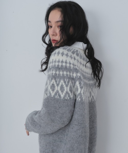 Shelly island(シェリーアイランド)の「ノルディックニットプルオーバー(ニット/セーター・レディース・グレー/ブラック・FREE)」の10枚目の写真