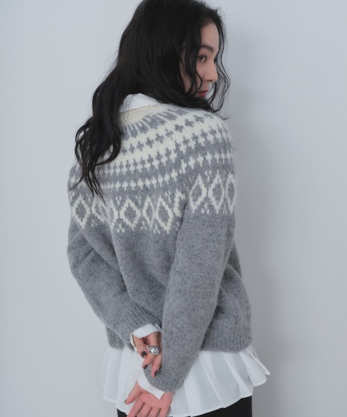 Shelly island(シェリーアイランド)の「ノルディックニットプルオーバー(ニット/セーター・レディース・グレー/ブラック・FREE)」の12枚目の写真