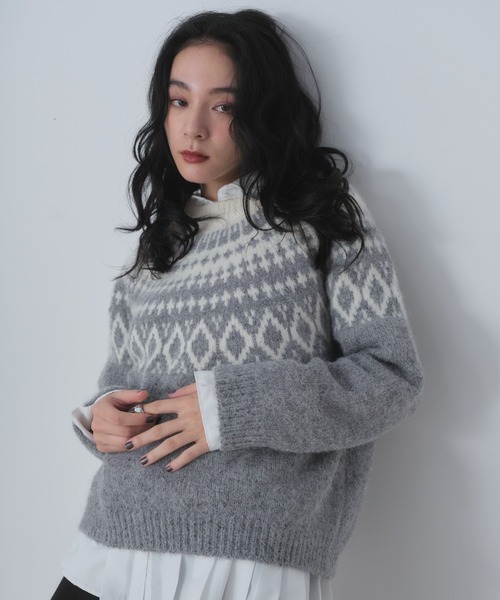Shelly island(シェリーアイランド)の「ノルディックニットプルオーバー(ニット/セーター・レディース・グレー/ブラック・FREE)」の22枚目の写真