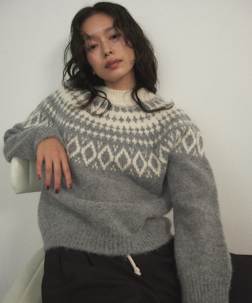 Shelly island(シェリーアイランド)の「ノルディックニットプルオーバー(ニット/セーター・レディース・グレー/ブラック・FREE)」の19枚目の写真