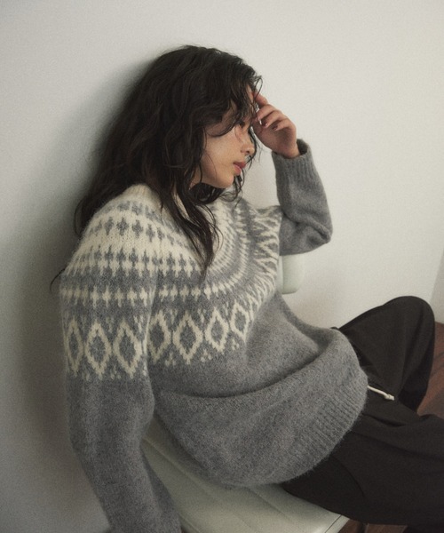 Shelly island(シェリーアイランド)の「ノルディックニットプルオーバー(ニット/セーター・レディース・グレー/ブラック・FREE)」の20枚目の写真