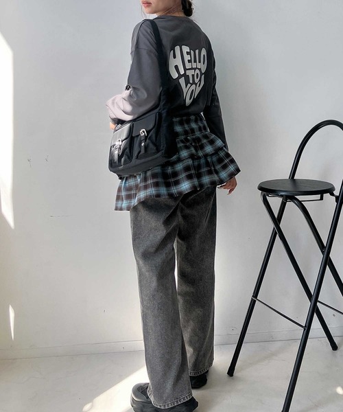 AS KNOW AS plus（アズノゥアズプラス）の「♪シャツ風チェックティアードミニスカート（スカート・レディース・ブラック系/ブラウン系・FREE）」の6枚目の写真