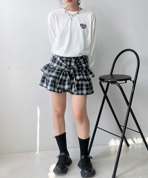 AS KNOW AS plus（アズノゥアズプラス）の「♪シャツ風チェックティアードミニスカート（スカート・レディース・ブラック系/ブラウン系・FREE）」の13枚目の写真