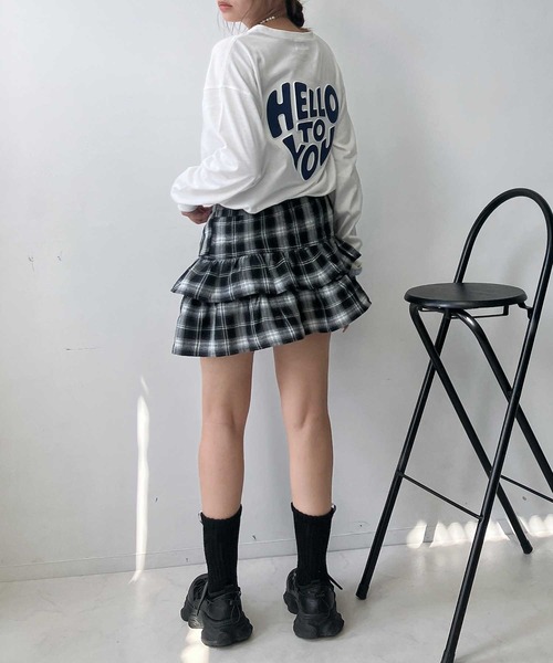 AS KNOW AS plus（アズノゥアズプラス）の「♪シャツ風チェックティアードミニスカート（スカート・レディース・ブラック系/ブラウン系・FREE）」の14枚目の写真