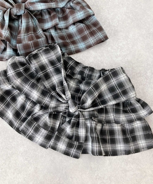 AS KNOW AS plus（アズノゥアズプラス）の「♪シャツ風チェックティアードミニスカート（スカート・レディース・ブラック系/ブラウン系・FREE）」の17枚目の写真