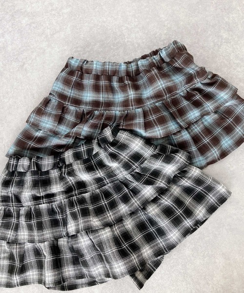 AS KNOW AS plus（アズノゥアズプラス）の「♪シャツ風チェックティアードミニスカート（スカート・レディース・ブラック系/ブラウン系・FREE）」の19枚目の写真
