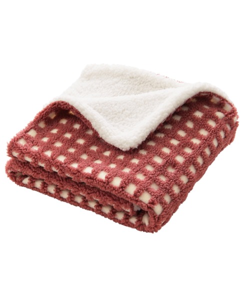もこもこボアチェックひざ掛け / ブランケット（ブランケット