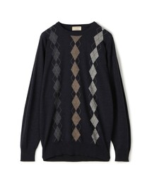 【別注】JOHN SMEDLEY ウール アーガイルクルーネック プルオーバーニット