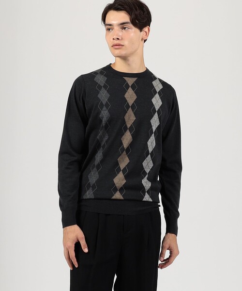 別注】JOHN SMEDLEY ウール アーガイルクルーネック プル