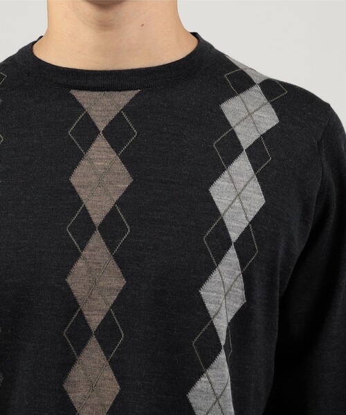 別注】JOHN SMEDLEY ウール アーガイルクルーネック プルオーバー