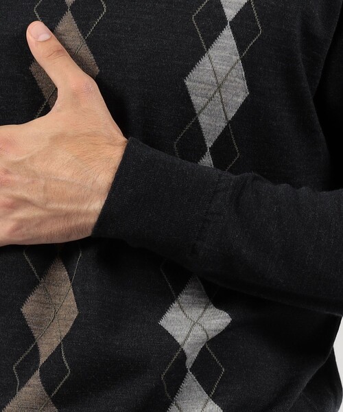 別注】JOHN SMEDLEY ウール アーガイルクルーネック プルオーバー