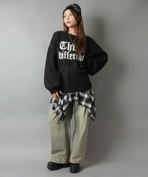 SPINNS（スピンズ）の「ストリート映え☆オールドイングリッシュゆるニット/オールドイングリッシュロゴ（ニット/セーター・レディース・ネイビー/グレー系その他2/ブラック/アイボリー/グレー系その他・ONESIZE）」の15枚目の写真