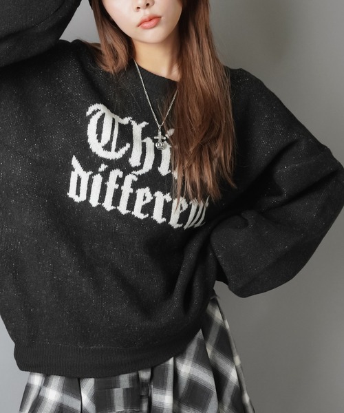 SPINNS（スピンズ）の「ストリート映え☆オールドイングリッシュゆるニット/オールドイングリッシュロゴ（ニット/セーター・レディース・ネイビー/グレー系その他2/ブラック/アイボリー/グレー系その他・ONESIZE）」の10枚目の写真