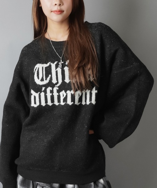 SPINNS（スピンズ）の「ストリート映え☆オールドイングリッシュゆるニット/オールドイングリッシュロゴ（ニット/セーター・レディース・ネイビー/グレー系その他2/ブラック/アイボリー/グレー系その他・ONESIZE）」の11枚目の写真