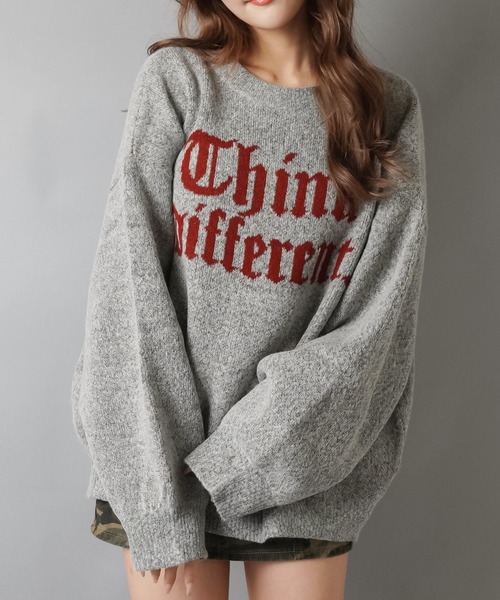 SPINNS（スピンズ）の「ストリート映え☆オールドイングリッシュゆるニット/オールドイングリッシュロゴ（ニット/セーター・レディース・ネイビー/グレー系その他2/ブラック/アイボリー/グレー系その他・ONESIZE）」の18枚目の写真