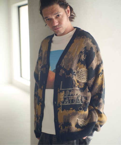 ADAM PATEK(アダムパテック)の「ADAMPATEK/mad embroidered fade knit cardigan/総柄刺繍入りカーディガン(カーディガン/ボレロ・メンズ・グレー系/ブラウン系・1/2)」の14枚目の写真