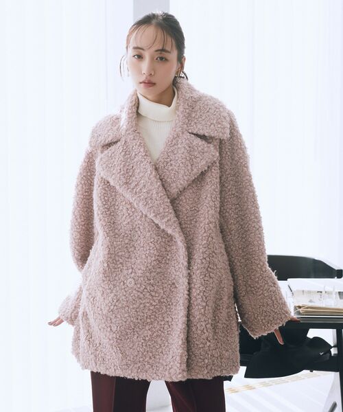 earth music&ecology（アースミュージックアンドエコロジー）の「【2025AW】ループファーコート（テーラードジャケット・レディース・アイボリー/グレイッシュベージュ/ピンクベージュ・FREE）」の7枚目の写真