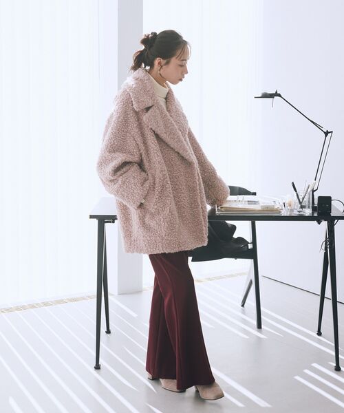 earth music&ecology（アースミュージックアンドエコロジー）の「【2025AW】ループファーコート（テーラードジャケット・レディース・アイボリー/グレイッシュベージュ/ピンクベージュ・FREE）」の10枚目の写真