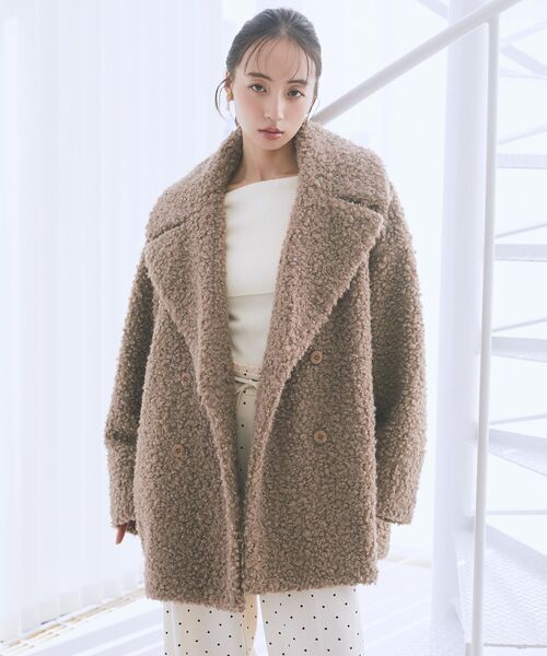 earth music&ecology（アースミュージックアンドエコロジー）の「【2025AW】ループファーコート（テーラードジャケット・レディース・アイボリー/グレイッシュベージュ/ピンクベージュ・FREE）」の11枚目の写真