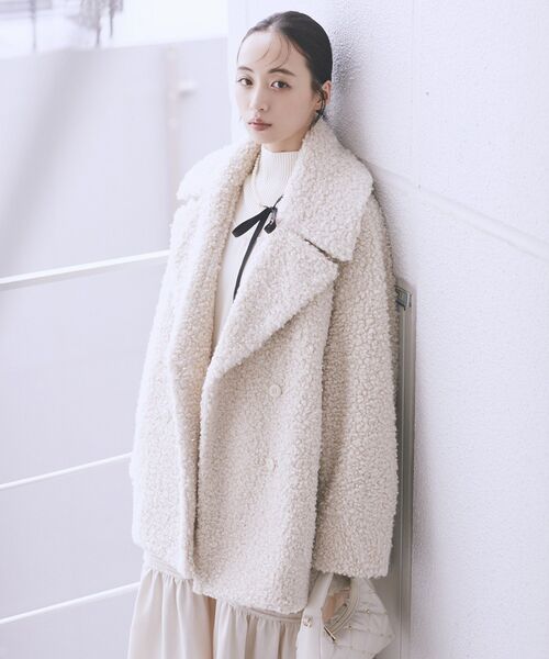 earth music&ecology（アースミュージックアンドエコロジー）の「【2025AW】ループファーコート（テーラードジャケット・レディース・アイボリー/グレイッシュベージュ/ピンクベージュ・FREE）」の16枚目の写真