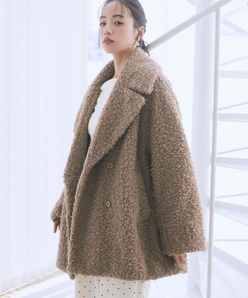 earth music&ecology（アースミュージックアンドエコロジー）の「【2025AW】ループファーコート（テーラードジャケット・レディース・アイボリー/グレイッシュベージュ/ピンクベージュ・FREE）」の3枚目の写真