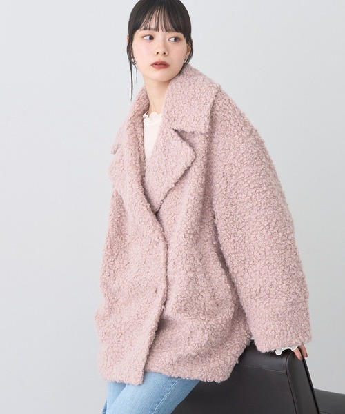 earth music&ecology（アースミュージックアンドエコロジー）の「【2025AW】ループファーコート（テーラードジャケット・レディース・アイボリー/グレイッシュベージュ/ピンクベージュ・FREE）」の4枚目の写真