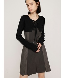 グレー 長袖 ミニワンピース プリーツ ベルト付きプリーツシャツミニワンピース[tu1398] | レディース