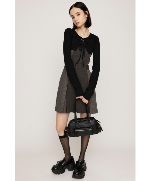 SLY（スライ）の「BOX PLEATS CAMI S/OP SET ボックスプリーツ ショート キャミワンピース セット 秋服 冬服（ワンピース・レディース・ベージュ系その他/グレー系その他2・1/2）」の3枚目の写真