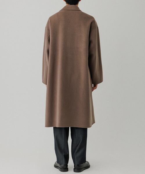 メリノウール ダブルフェイス セミダブルコート / マフラー付き