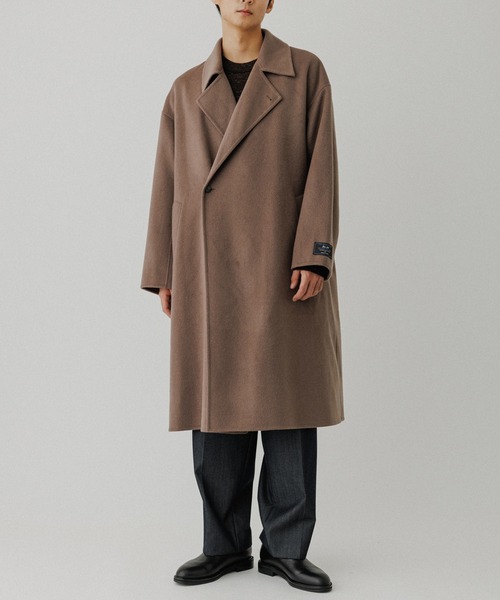 メリノウール ダブルフェイス セミダブルコート / マフラー付き