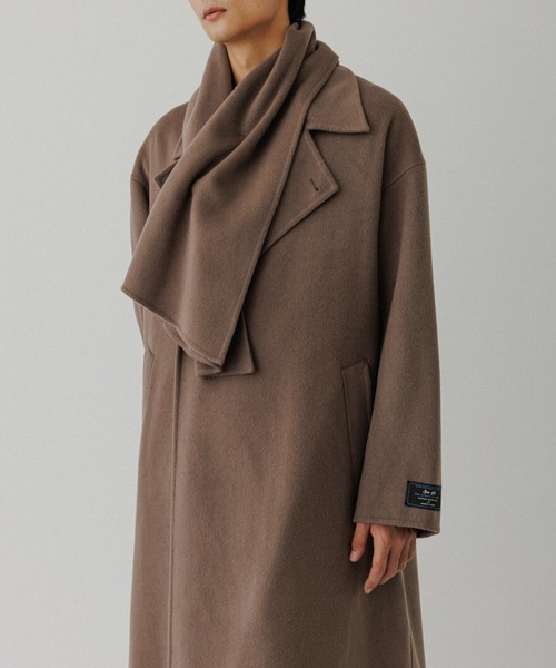 メリノウール ダブルフェイス セミダブルコート / マフラー付き