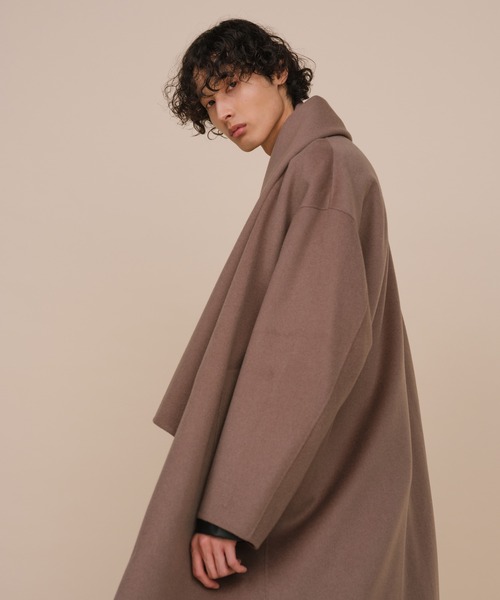 ADAM ET ROPE ダブルフェイス セミダブル コート マフラー付き メリノウール ダブルフェイス セミダブルコート / マフラー付き