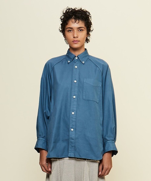 CURRENTAGE（カレンテージ）の「【CURRENTAGE/カレンテージ】Raglan Ox shirt（シャツ/ブラウス・レディース・ボルドー/グリーン/ベージュ/ブルー・FREE）」の4枚目の写真