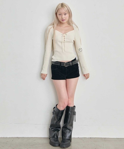Heart Tattoo(ハートタトゥー)の「studs belt short pants / スタッズベルト付きショートパンツ(その他パンツ・レディース・ブラック系/ブラック系1・1/0)」の18枚目の写真