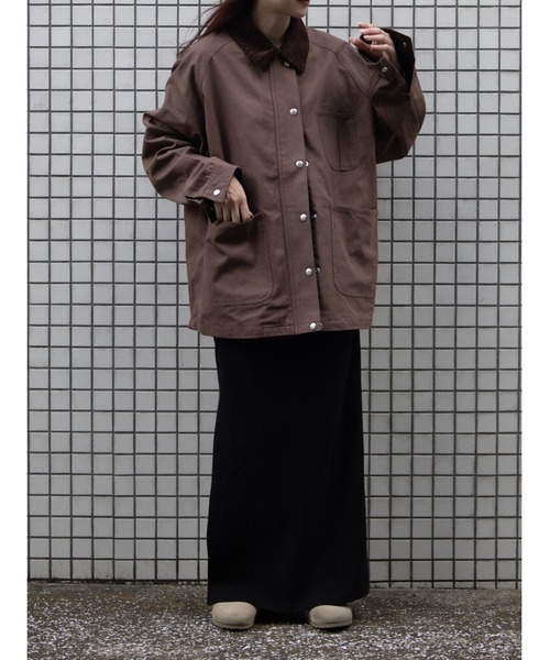 UNIVERSAL OVERALL(ユニバーサルオーバーオール)の「LINING OX COVERALL /オックスカバーオール/ワークジャケット(カバーオール・レディース・ブラウン/杢グレー/ブラウン系その他4・F)」の1枚目の写真