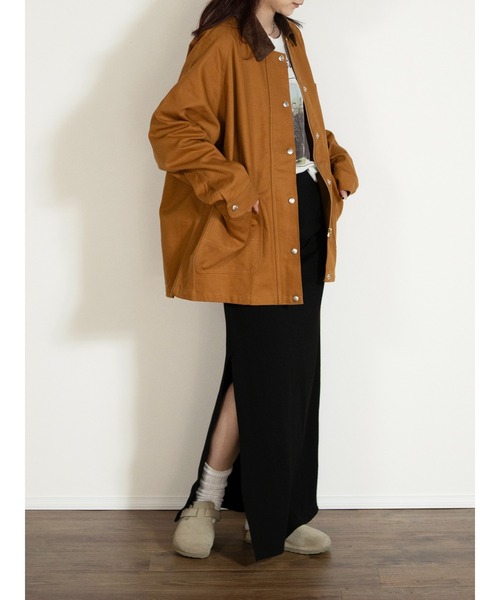 UNIVERSAL OVERALL(ユニバーサルオーバーオール)の「LINING OX COVERALL /オックスカバーオール/ワークジャケット(カバーオール・レディース・ブラウン/杢グレー/ブラウン系その他4・F)」の3枚目の写真