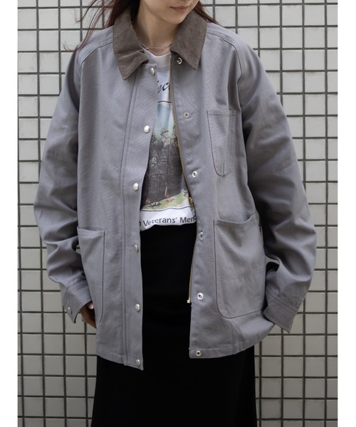 UNIVERSAL OVERALL(ユニバーサルオーバーオール)の「LINING OX COVERALL /オックスカバーオール/ワークジャケット(カバーオール・レディース・ブラウン/杢グレー/ブラウン系その他4・F)」の9枚目の写真