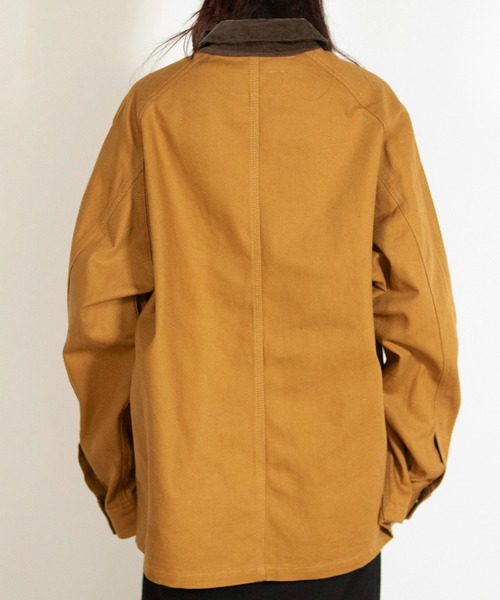 UNIVERSAL OVERALL(ユニバーサルオーバーオール)の「LINING OX COVERALL /オックスカバーオール/ワークジャケット(カバーオール・レディース・ブラウン/杢グレー/ブラウン系その他4・F)」の5枚目の写真