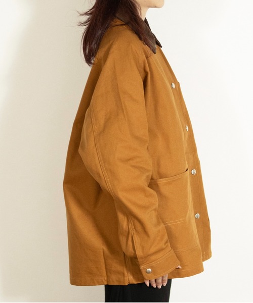 UNIVERSAL OVERALL(ユニバーサルオーバーオール)の「LINING OX COVERALL /オックスカバーオール/ワークジャケット(カバーオール・レディース・ブラウン/杢グレー/ブラウン系その他4・F)」の4枚目の写真