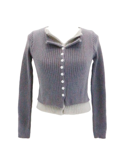 JilLA（ジルア）の「Docking Polo Cardigan / ドッキングポロカーディガン ダブルカラー（ニット/セーター・レディース・ライトグレー/ブラック/ダークグレー・FREE）」の3枚目の写真