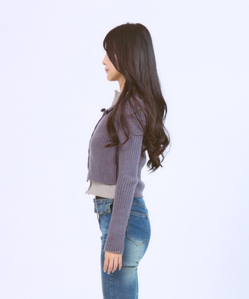 JilLA（ジルア）の「Docking Polo Cardigan / ドッキングポロカーディガン ダブルカラー（ニット/セーター・レディース・ライトグレー/ブラック/ダークグレー・FREE）」の11枚目の写真