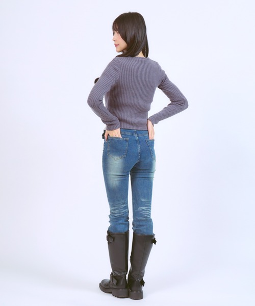 JilLA（ジルア）の「Docking Polo Cardigan / ドッキングポロカーディガン ダブルカラー（ニット/セーター・レディース・ライトグレー/ブラック/ダークグレー・FREE）」の4枚目の写真