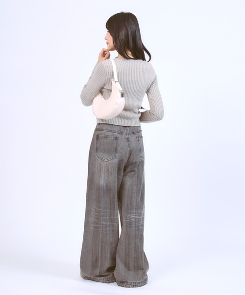 JilLA（ジルア）の「Docking Polo Cardigan / ドッキングポロカーディガン ダブルカラー（ニット/セーター・レディース・ライトグレー/ブラック/ダークグレー・FREE）」の9枚目の写真