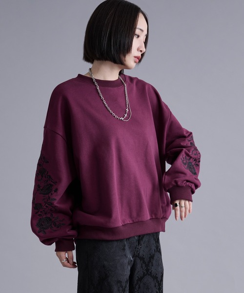 ローズ刺繍ウラケプルオーバー（スウェット）｜Ellno Loset（エルノ