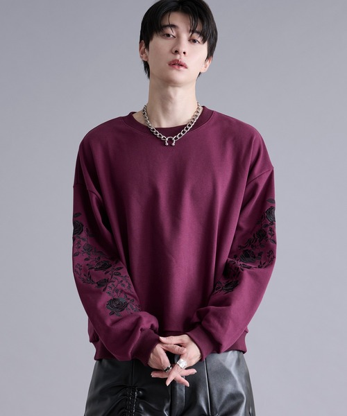 ローズ刺繍ウラケプルオーバー（スウェット）｜Ellno Loset（エルノ