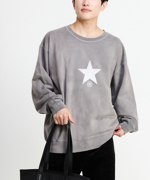 CONVERSE TOKYO（コンバーストウキョウ）の「STAR★ PRINT WASHED SWEAT（スウェット・メンズ・グレー/ブラック/オフホワイト・SMALL/LARGE）」の6枚目の写真
