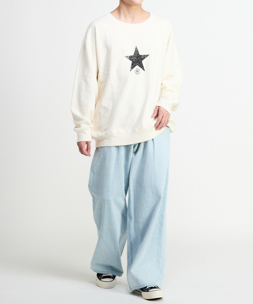 CONVERSE TOKYO（コンバーストウキョウ）の「STAR★ PRINT WASHED SWEAT（スウェット・メンズ・グレー/ブラック/オフホワイト・SMALL/LARGE）」の10枚目の写真