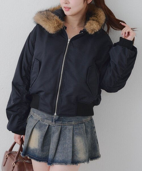 MA-1ジャケット ファー付き　fuckthisindustry セール】【MARCHES】フェイクファー付MA-1（MA-1）｜APPORTE PAR