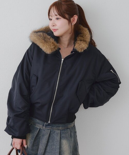 セール】【MARCHES】フェイクファー付MA-1（MA-1）｜APPORTE PAR